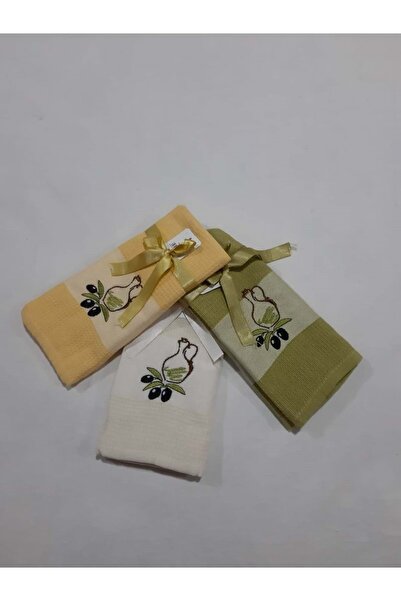 Romans Laveta de uscare 3 bucati cu panglica 40 X 60 cm (galben-verde-crem)