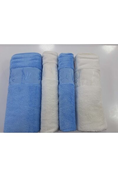 Romans Bamboo 4-Piece Bath Towel Set Blue/cream