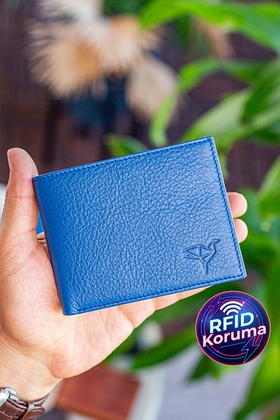 Garbalia Ανδρικό πορτοφόλι Chapel Genuine Leather Classic Petrol Blue με θήκη για νομίσματα