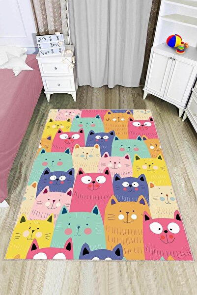 Viva Home Kedili Leke Tutmaz Kaymaz Tabanlı Yıkanabilir Mutfak Halısı Ar1255