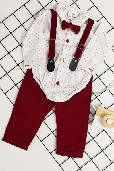 BİGÜMEX Baby Boy Bow Tie Strap Bodysuit Shirt Set