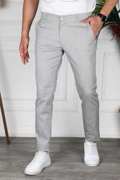 DSM MODA Men's Silver Gray Slim Fit Italian Cut Linen Trousers