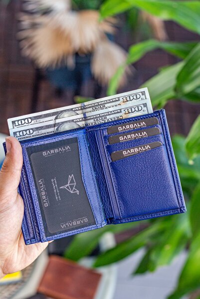 Garbalia Gomez Genuine Leather Navy Blue Men's Card Holder Wallet