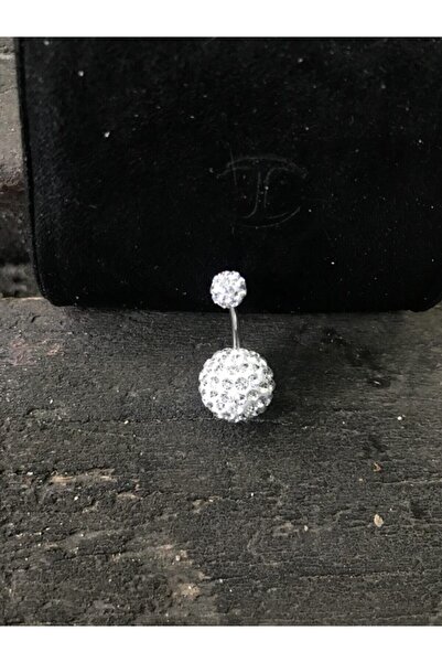 Nil Gümüş Iki Ucu Kum Taşlı Top Silikon Kaplama Çelik Göbek Piercingi