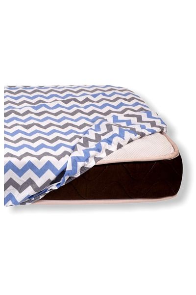Babynia Cearceaf pentru copii și copii din bumbac 100x160 albastru gri cu model în zig-zag