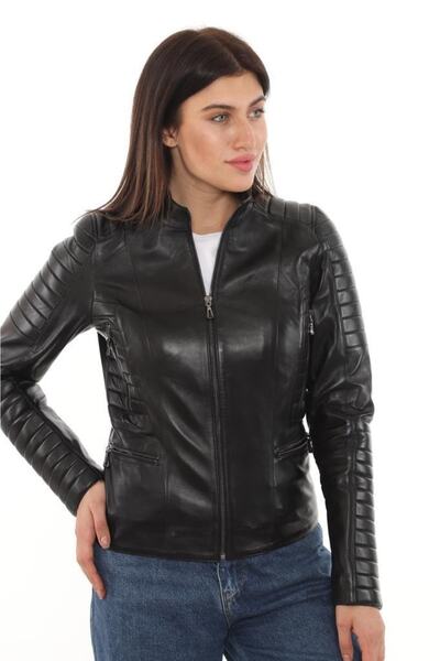 Derimont's Hakiki Deri Siyah Cambio Kadın Ceket
