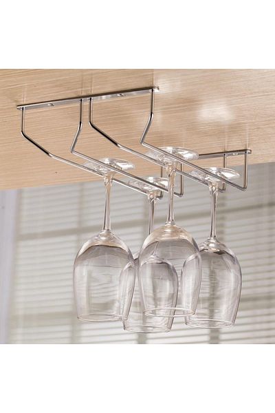 Bosphorus Goblet and Cup Organizer Hanger, Mountable Under Cabinet 25x21x5cm
