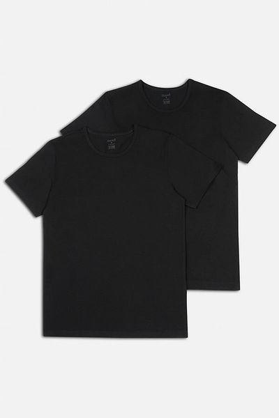 Kom Pack of 2 Round Neck Short Sleeve Basic T-shirts, 100% Cotton Men's Undershirt