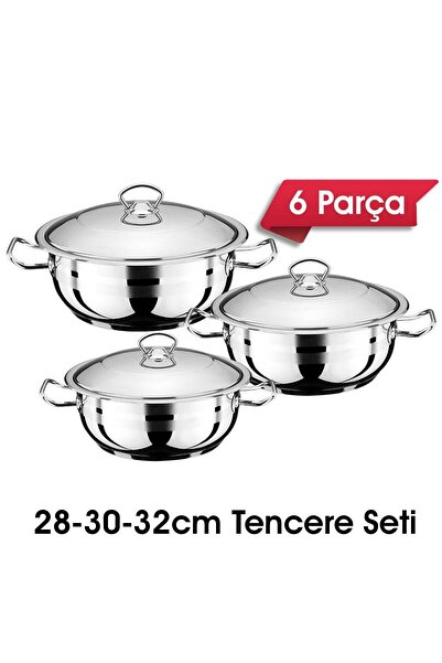 HAZARPAZAR Çelik Karnıyarık Tencere Seti Royal Neptün 28-30-32 Cm
