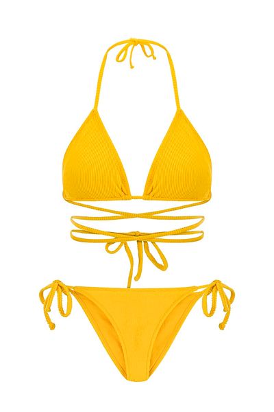 AQUELLA Towel Yellow Triangle Bikini Set