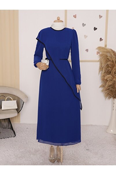 Modamorfo Tylové večerní šaty s krajkovým pasem a lemováním