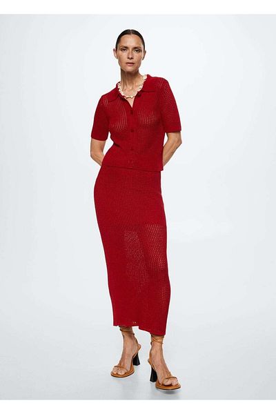 MANGO Woman Perforated Knitted Cardigan