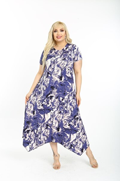 Mami Φόρεμα με ασύμμετρη φούστα με κοντό μανίκι από βισκόζη χτενισμένο από βαμβάκι