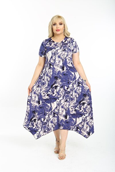 Mami Φόρεμα με ασύμμετρη φούστα με κοντό μανίκι από βισκόζη χτενισμένο από βαμβάκι