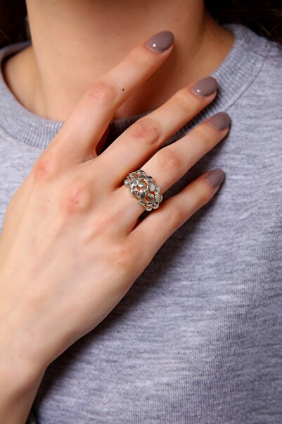 AURRARİ خاتم فقاعة مسطحة فضية للمرأة