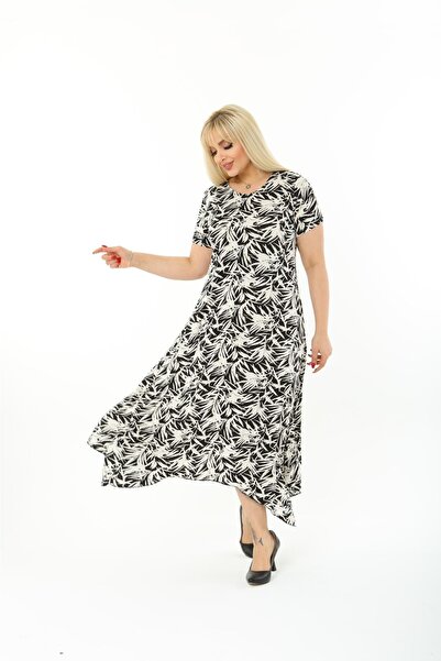 Mami Φόρεμα με ασύμμετρη φούστα με κοντό μανίκι από βισκόζη χτενισμένο από βαμβάκι