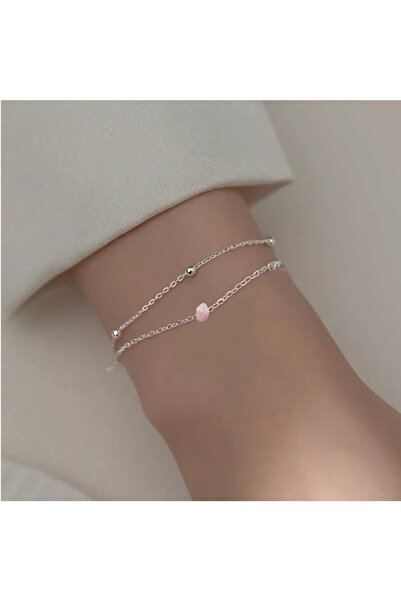 TakıConcept Terazi Burcu Pembe (gül) Kuvars Doğal Taşlı Bileklik - Halhal