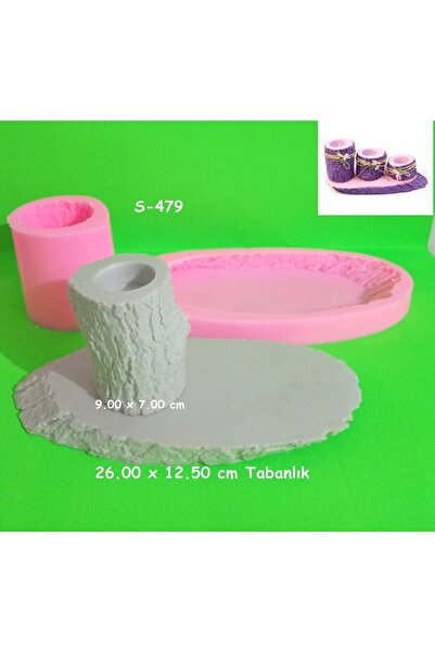 AnkaHobiMarket Tabanlıklı Odun Mumluk Silikon Kalıp