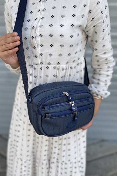 PurpleART Kadın Lacivert Günlük Krinkıl Çapraz Askılı Omuz Çantası Kırinkıl Ç...