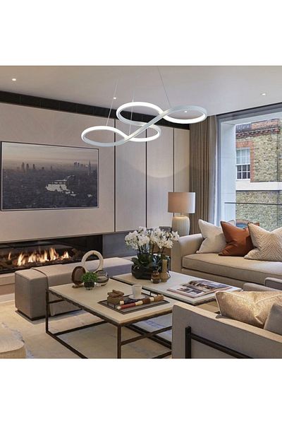 TT AYDINLATMA Snake Model Tt025-by - Matte, White and 3 Color Light Led Chandelier