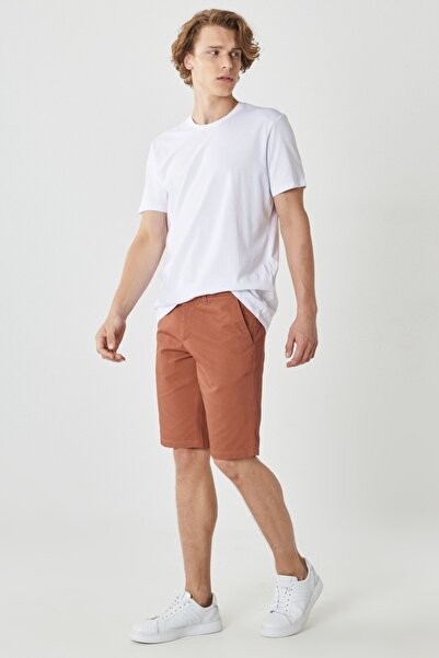 AC&Co / Altınyıldız Classics Men's Brick Slim Fit Narrow Cut Dobby 100% Cotton Casual Chino Shorts