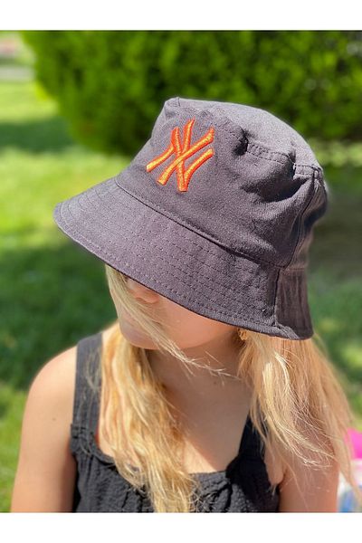 QUEEN AKSESUAR Trend Summer Fashion Embroidered Bucket Baguette Hat Adult Men's Women's Big Children's Cap Neon Orange