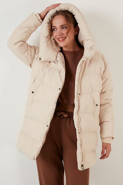 Lela Pocket Detailed Hooded Long Oversize Inflatable Coats Ladies Coats 497melody