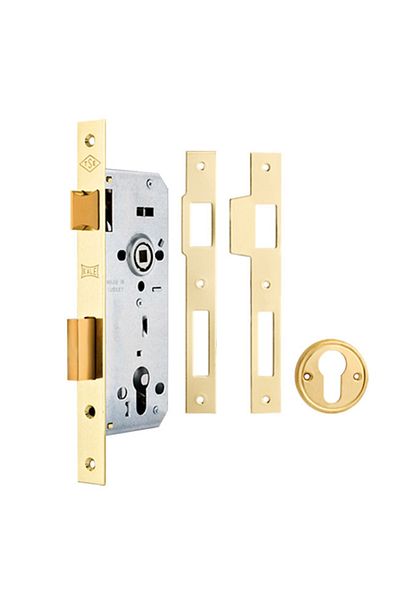 Kale Kilit 152r Standard Cylinder Circle Lock with Bearing Rosette Hole - Yellow 40mm/68mm