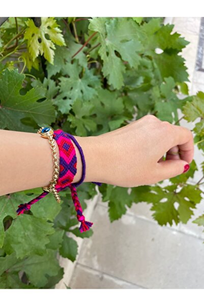 Şengül Ikili Set El Emeği Ip Örgü Bileklik Ve Halhal