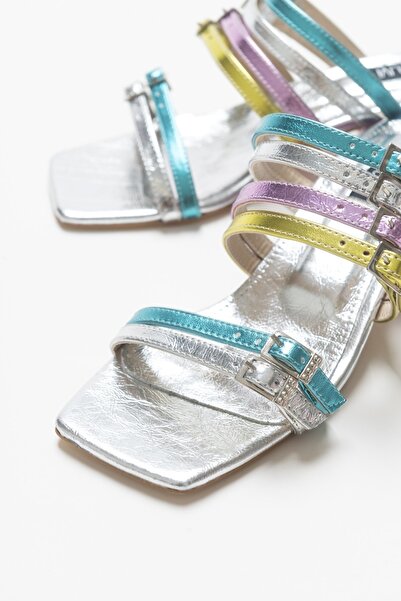 Luvi Jazz Silver Multi Women's Heeled Slippers