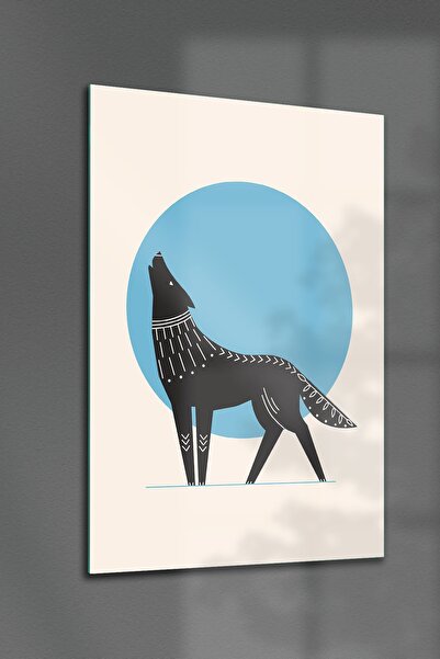 Decovetro Tablou din sticlă cu model minim de lup