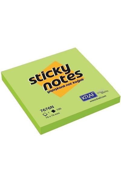 KRAF 100 Pack Adhesive Note Paper 76x76mm (green)
