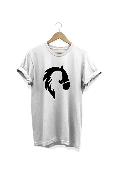 WİDİ Tricou alb cu imprimeu cal