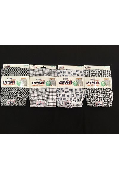 ersa çamaşır ERSA 4 ΤΕΜΑΧΙΑ 100% ΒΑΜΒΑΚΙ (ΒΑΜΒΑΚΙ) ΑΝΔΡΙΚΟ ΜΠΟΞΕΡ ΛΕΥΚΟ ΜΕ ΔΙΑΦΟΡΑ ΣΧΕΔΙΑ