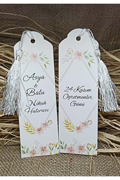 Mapi Isim Baskılı Kitap Ayracı Püsküllü Desen Baskılı Karton Ayraç (8 Adet)