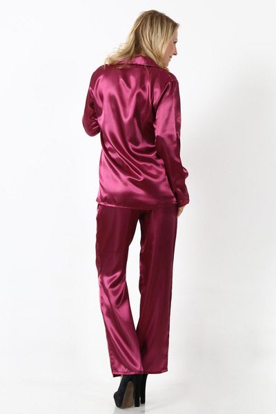 kingspearl Women's Long Sleeve Front Buttoned Satin Pajama Set