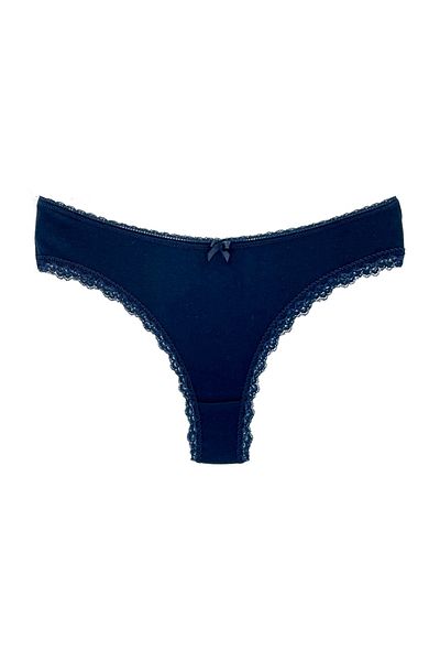 HNX Navy Blue Cotton Leg and Waist Sur Lace Brazilian Women's Panties