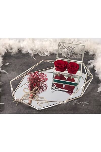 Denseden Tavă de promisiune Tavă de logodnă Tavă pentru inele Tavă cu trandafiri care nu se estompează Tavă prismă