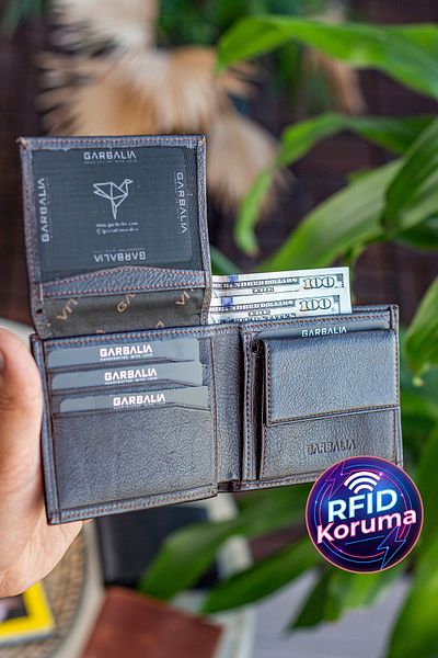 Garbalia Peněženka na mince z pravé kůže Rfid Blocking Natural Tan Wallet
