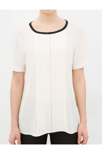 Koton Damen-Bluse mit klassischem Schnitt in Ecru, ärmellos, einfarbig, 6YAK62627UW
