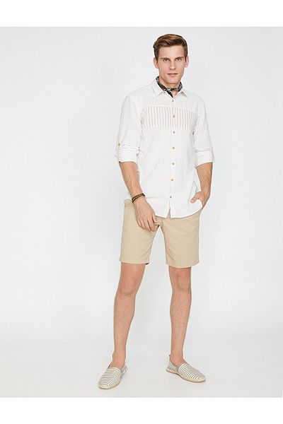 Koton Striped Casual Shirt with Epaulettes