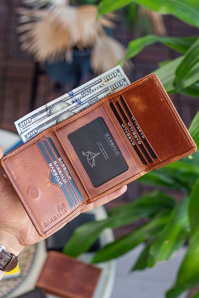 Garbalia Western 100% Γνήσιο Δερμάτινο Πορτοφόλι Crazy Tan με κάλυμμα μαγνήτη