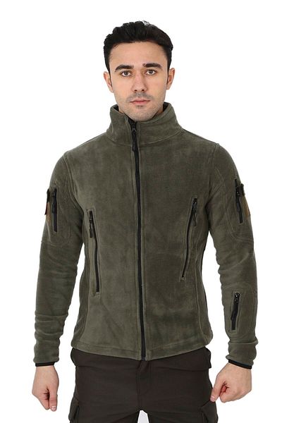 KORDAK Khaki 5 Pocket Fleece Cardigan