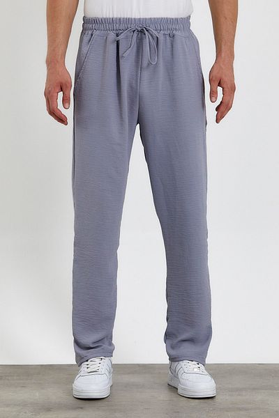 TA COLLECTİON Unisex Oversize Gray Aerobin Linen Summer Thin Loose Bottom Jogger Pants