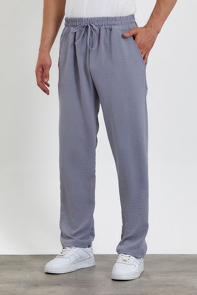 TA COLLECTİON Unisex Oversize Gray Aerobin Linen Summer Thin Loose Bottom Jogger Pants