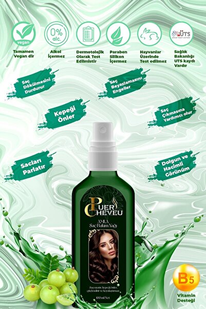 puer cheveu Dabur Amla Saç Bakım Yağı Sprey Başlıklı 100 ml