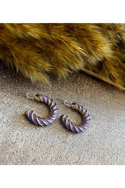 Markiz Takı Lilac Hoop Earrings Inner Diameter 1.5 Cm Outer Diameter 2.5 Cm