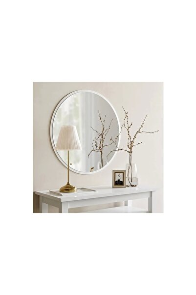 nysamo 58 Cm Beyaz Dekoratif Yuvarlak Antre Hol Koridor Salon Mutfak Banyo Wc Ofis Aynası