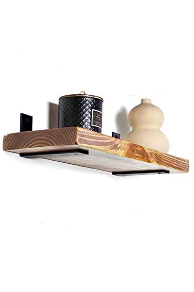 RAFKESTİR Masif Ladin Duvar Rafı Ceviz Renk 190 Cm X 18 Cm