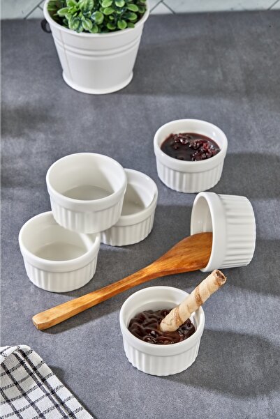 Wonder Cooker 6 Lı Porselen Servis Sunum Kahvaltı Lüx Beyaz Bölmeli Reçellik